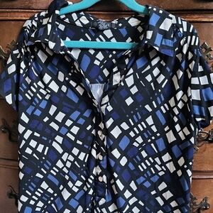 Alfani Blue and Black Geometric Shirt